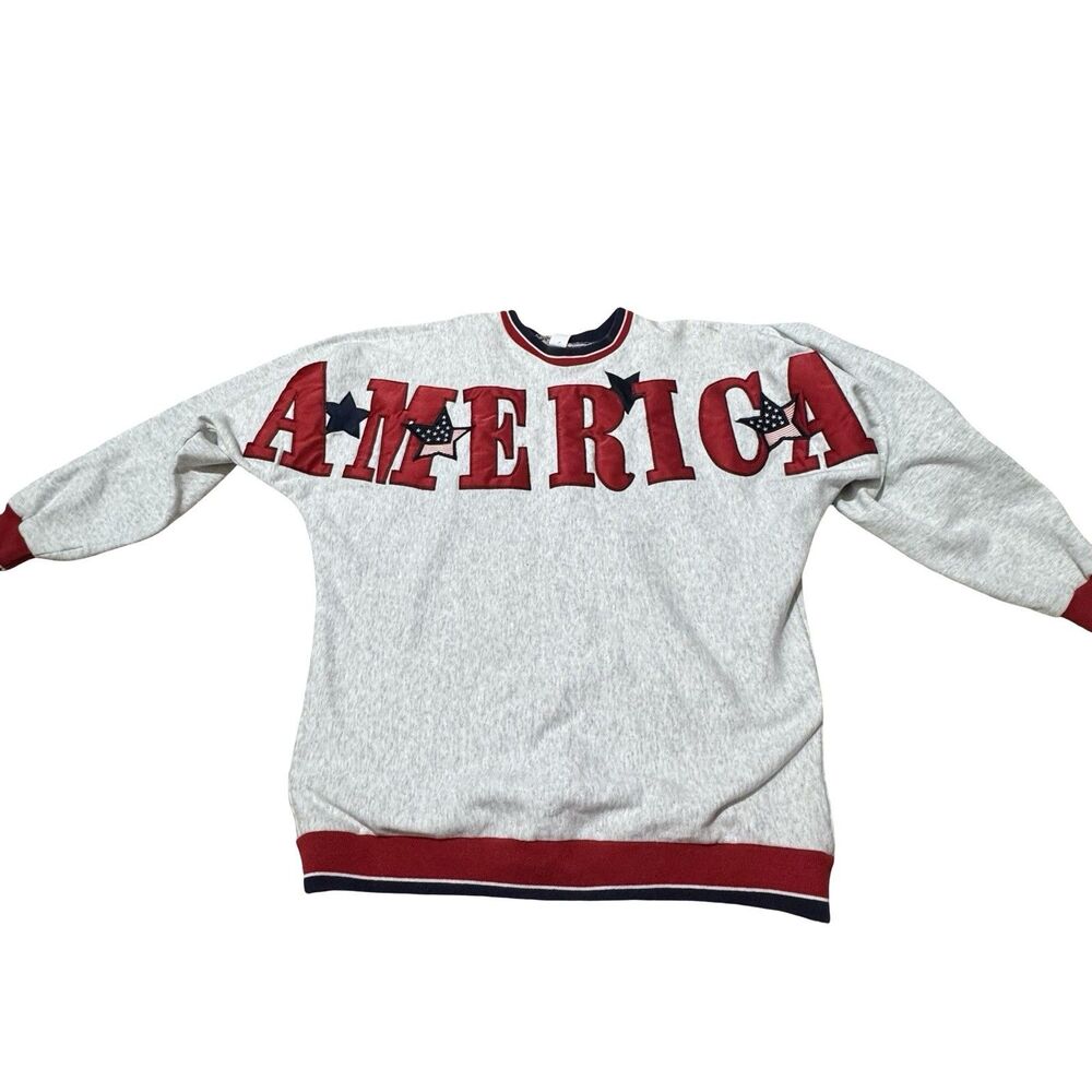 Vintage Legends Athletic America Spell Out Stars Stitched Crewneck Sweatshirt M